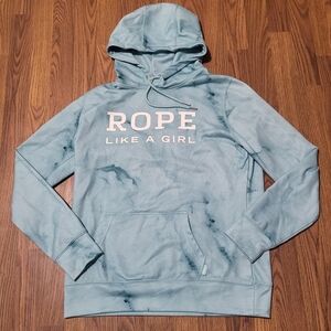 Hooey Women’s Turquoise Rope Like A Girl Hoodie Large | Pullover Sweatshirt C74